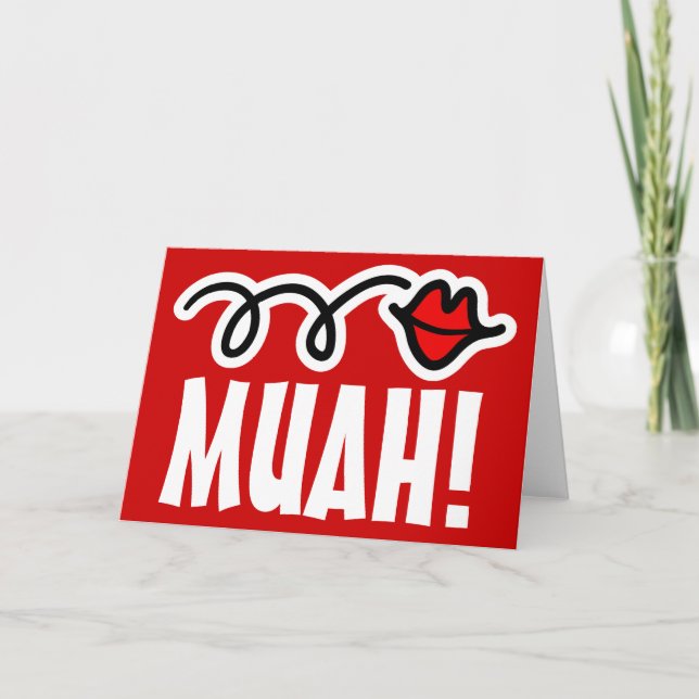 Cartão De Festividades Humorous Valentine card with a kiss (Frente)