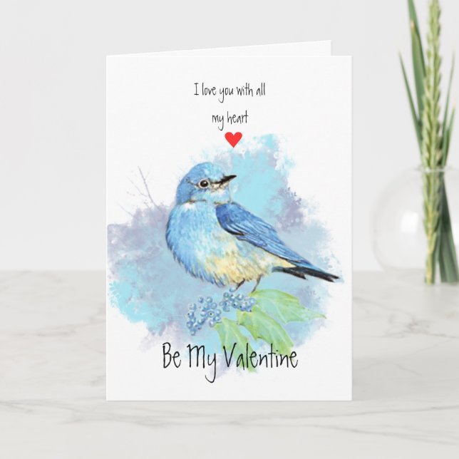 Cartão De Festividades Husband Valentine Love Bluebird Bird Art (Frente)
