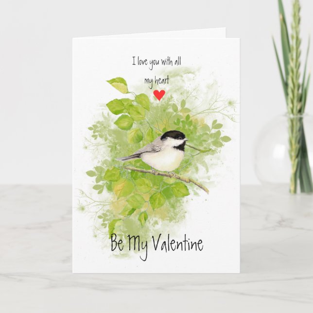 Cartão De Festividades Husband Valentine Love Chickadee Poplar Bird Art (Frente)