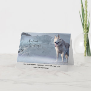 Cartão De Festividades Husky Dog Winter Snow Xmas Photo Personalized