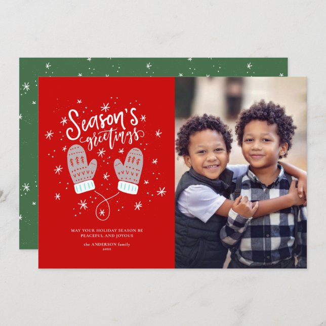 Cartão De Festividades Hygge Mittens Christmas Holiday Flat Card (Frente/Verso)