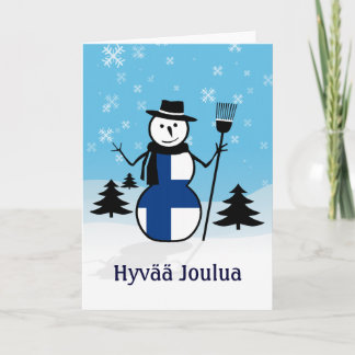 Cartão De Festividades Hyvää Joulua Felry Natal Finlândia Snowman