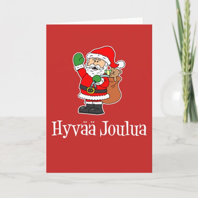 Cartão De Festividades Hyvaa Joulua Finnish Merry Christmas Santa (Frente)