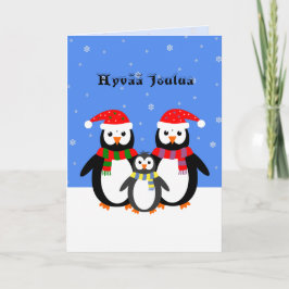 Cartão De Festividades Hyvää joulua penguins finlandês natal