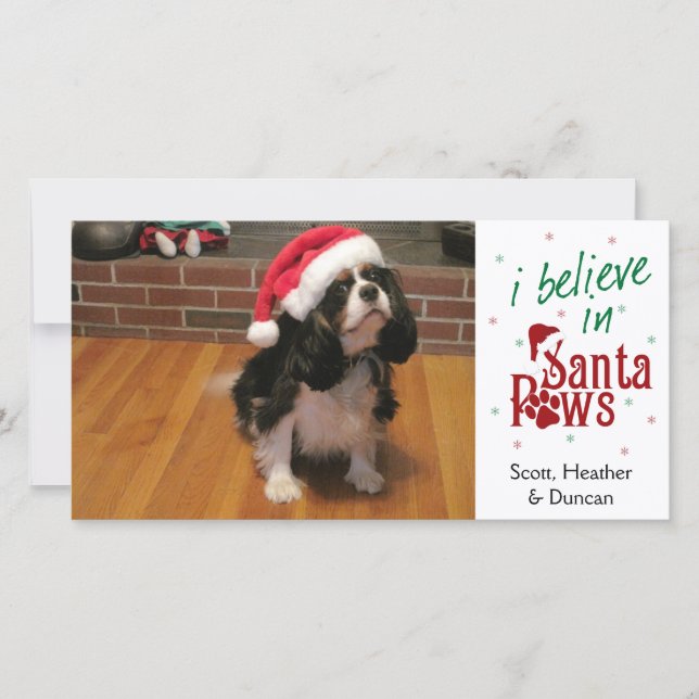 Cartão De Festividades I Believe in Santa Paws (Frente)