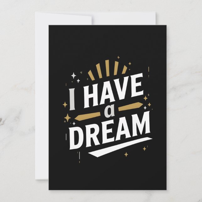Cartão De Festividades I Have a Dream Inspirational Typography Art (Frente)
