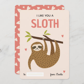 Cartão De Festividades I like you a sloth classroom valentine's day card