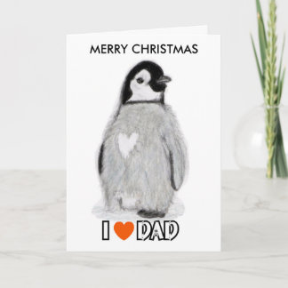 Cartão De Festividades I LOVE DAD PENGUIN Christmas art card unique