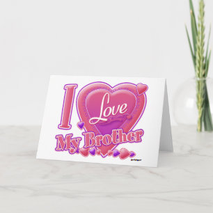 Cartão De Festividades I Love My Brother pink/purple - heart