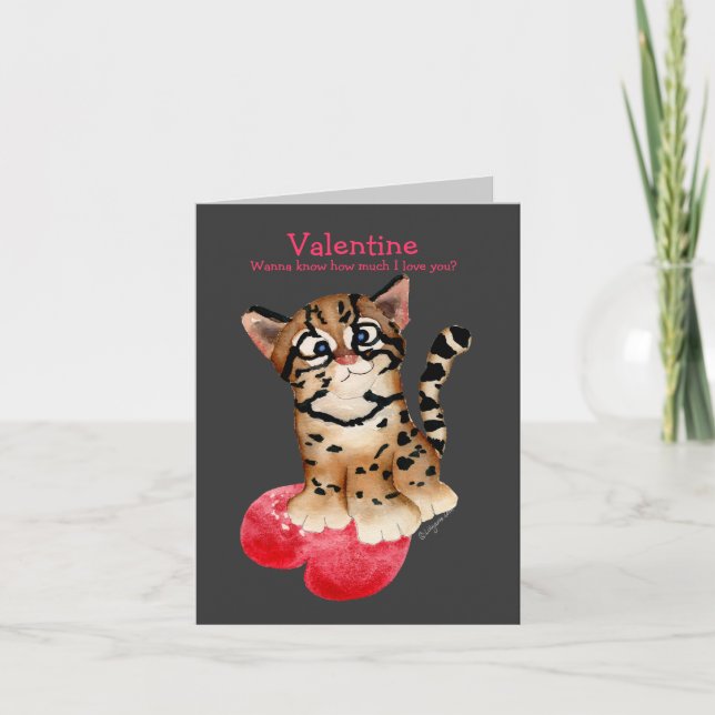 Cartão De Festividades I Love You An Ocelot Dark Valentine Card (Frente)