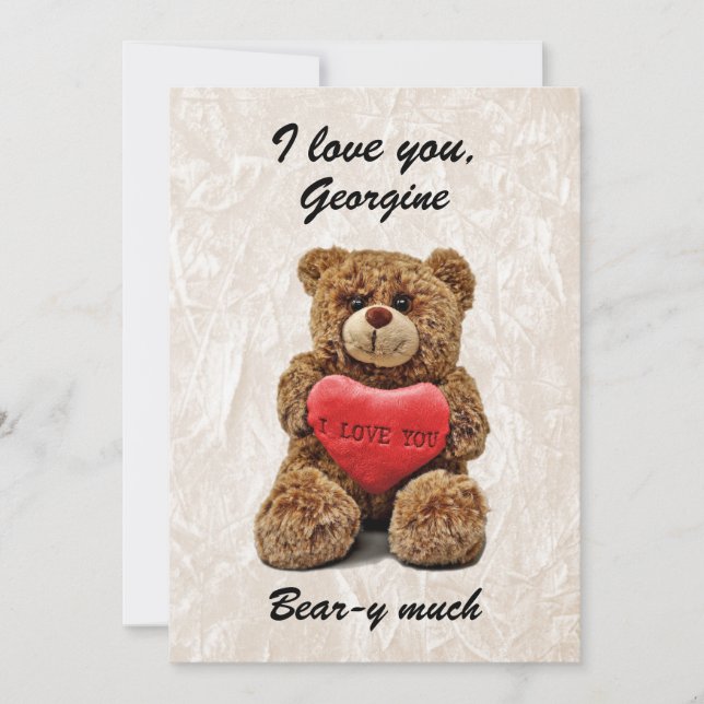 Cartão De Festividades I love you bear-y much - Teddy Bear (Frente)