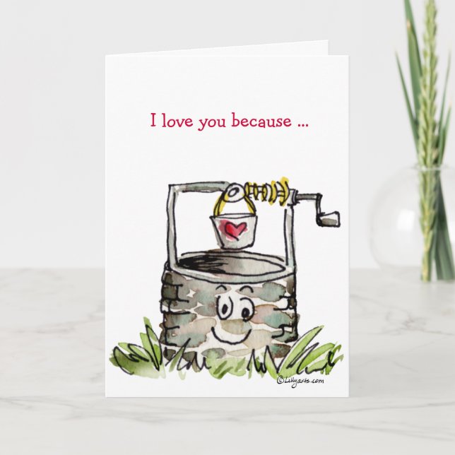 Cartão De Festividades I Love You Because... Cartoon Valentine Card (Frente)
