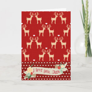 Cartão De Festividades I Love You, Deer Christmas Card (Red)