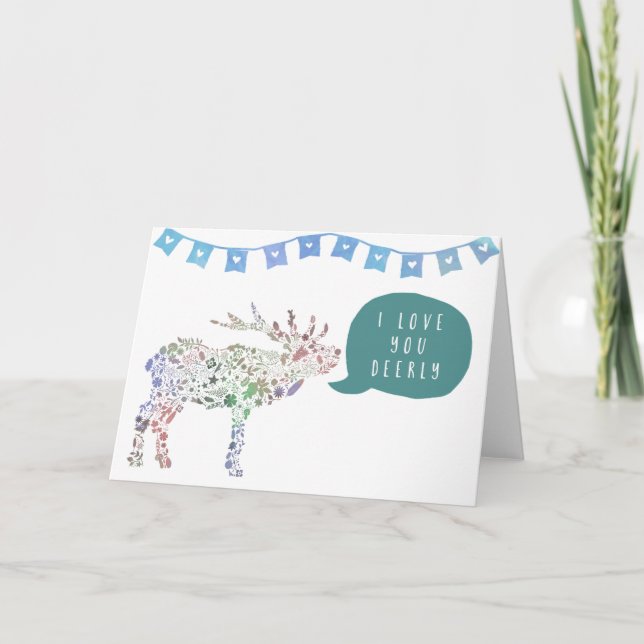 Cartão De Festividades I Love You Deerly (Frente)