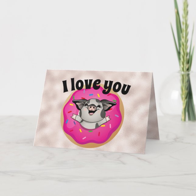 Cartão De Festividades I Love You More Than Donuts Valentine's Day (Frente)