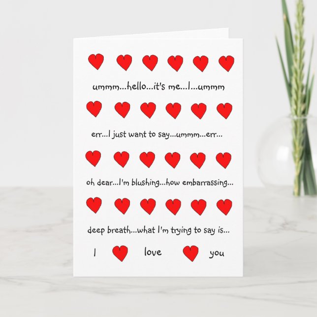 Cartão De Festividades I Love You Valentine Card(Hugh Grant style,white) (Frente)