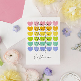 Cartão De Festividades I Love You Watercolour Hearts Valentine