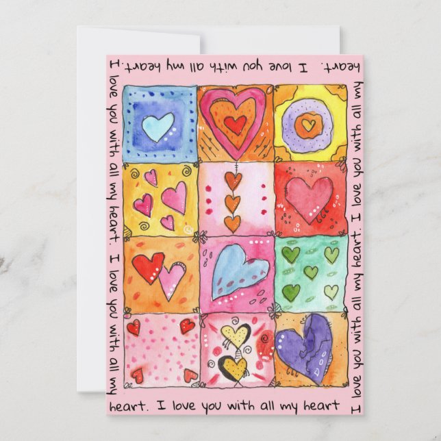 Cartão De Festividades I love you with all my heart, Valentinskarte (Frente)