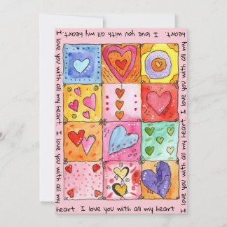 Cartão De Festividades I love you with all my heart, Valentinskarte