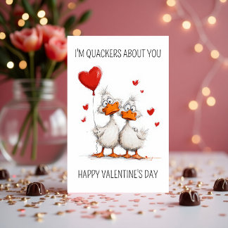 Cartão De Festividades I’m Quackers About You Cute Duck Valentine’s Day