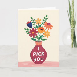 Cartão De Festividades I Pick You Wildflower Valentines Day Card