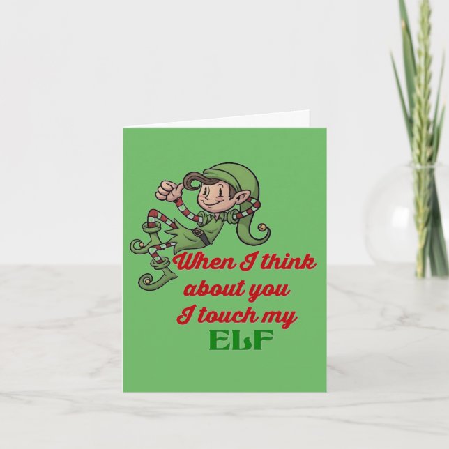 Cartão De Festividades I Touch My Elf Christmas Humor Note Card (Frente)