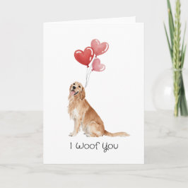 Cartão De Festividades I Woof You Golden Retriever