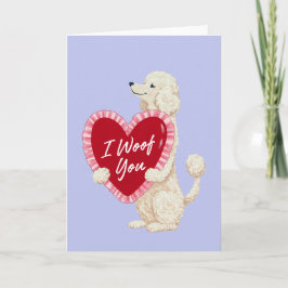 Cartão De Festividades I Woof You Poodle Watercolor Valentines Day Card