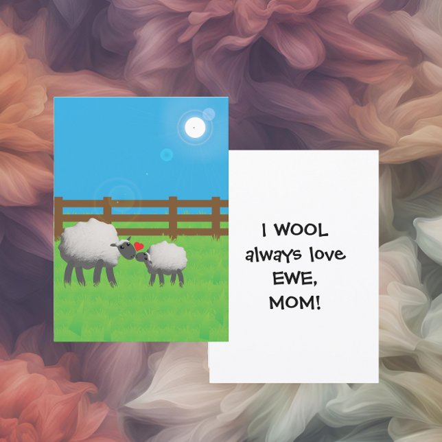 Cartão De Festividades I WOOL Always love EWE MOM Flat (Criador carregado)