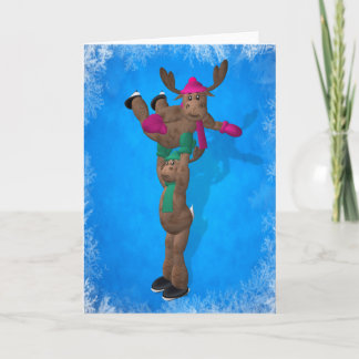 Cartão De Festividades Ice Dancing Whimsical Reindeer