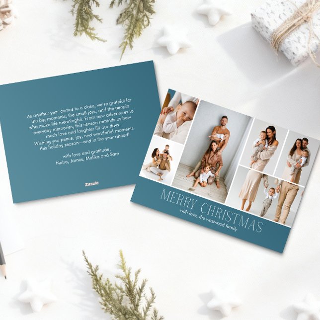 Cartão De Festividades ICE Feliz Natal Elegante 6 Foto Collage (Criador carregado)