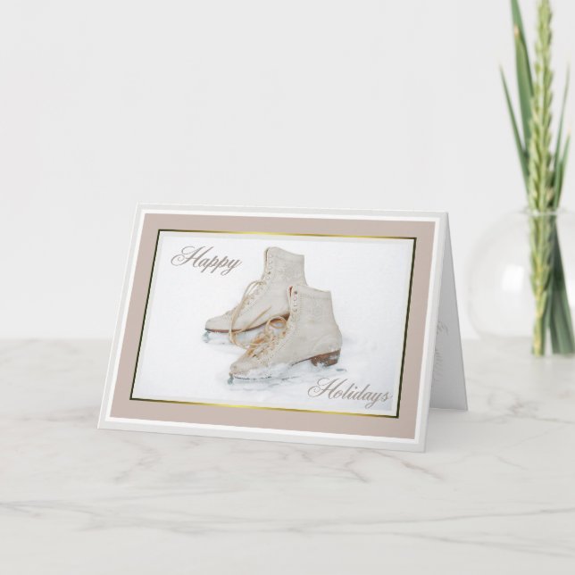 Cartão De Festividades Ice skates holiday greeting card (Frente)