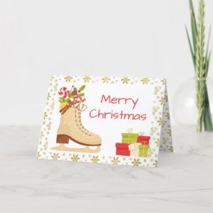 Cartão De Festividades Ice skating Christmas card - Traditional skates
