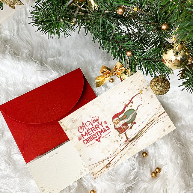 Cartão De Festividades Ice Skating Christmas Santa Claus (Criador carregado)