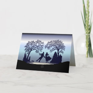 Cartão De Festividades Ice Skating in the Park - Silhouette