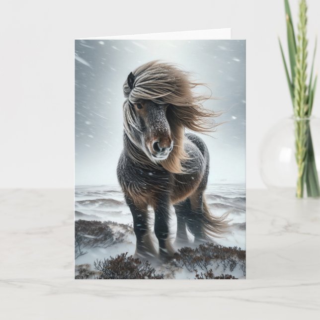Cartão De Festividades Icelandic Horse In its Element Holiday Card (Frente)
