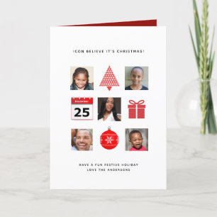 Cartão De Festividades ICON Believe its Christmas 5 PHOTO COLLAGE Modern