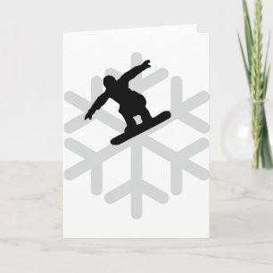 Cartão De Festividades ícone de snowflake snowboarder