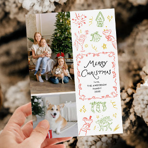 Cartão De Festividades Ícones de desenho de mão Quirky Feliz Natal 2 Foto
