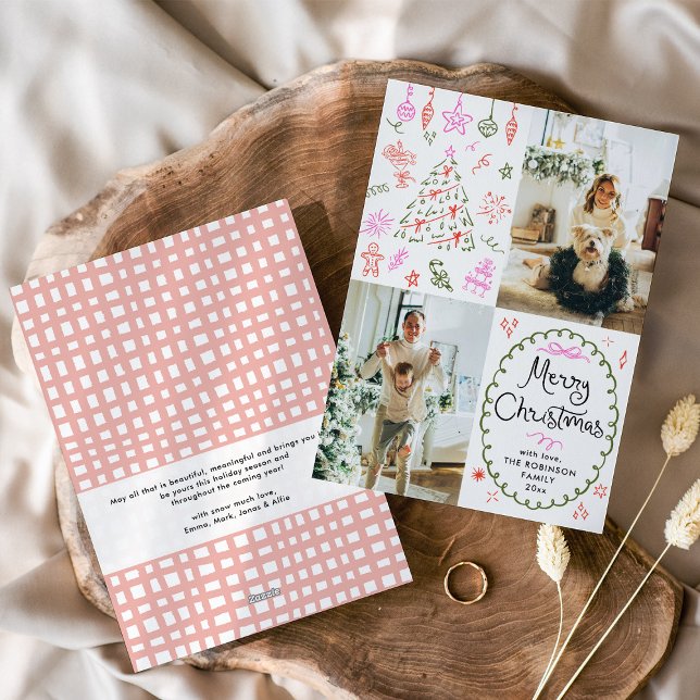 Cartão De Festividades Ícones Whimsical Desenham Mão Feliz Natal 2 Foto (Criador carregado)