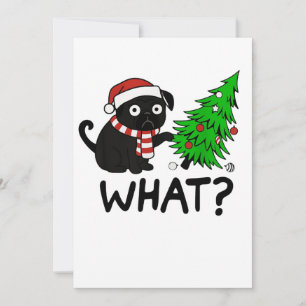 Cartão De Festividades Ideia de presente de Natal para Pug preto