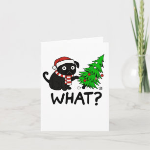 Cartão De Festividades Ideia de Presente de Natal Pug Preto