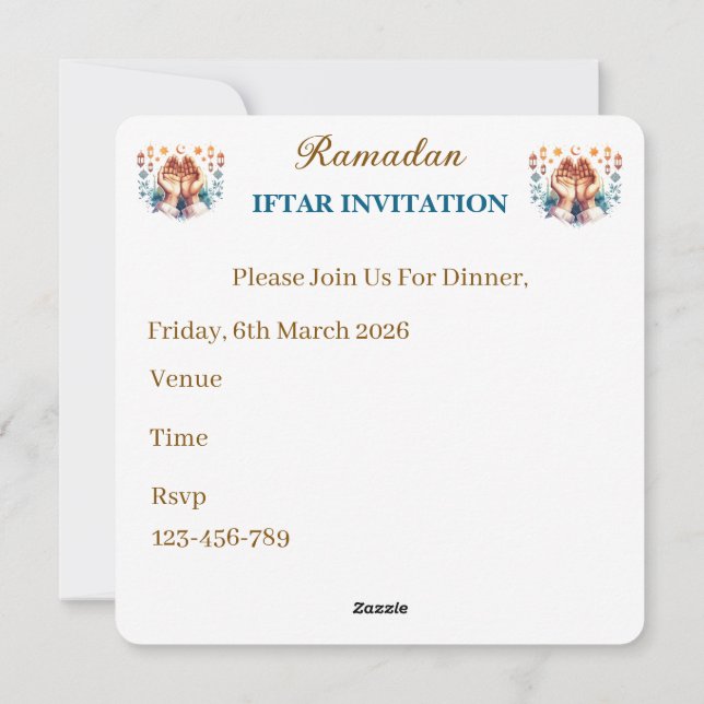 Cartão De Festividades Iftar Dinner Invitations (Verso)