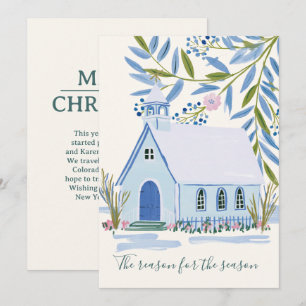 Cartão De Festividades Igreja de Mensagem Cristã Simples no Natal