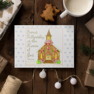 Cartão De Festividades Igreja de Pão de Mel Doce Comunhão Natal