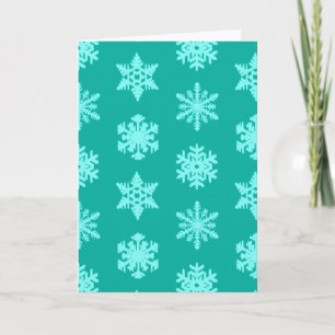 Cartão De Festividades Ikat Snowflakes - Turquesa e aqua