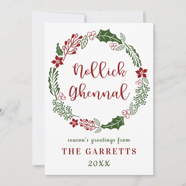 Cartão De Festividades Ilha de Man, Manx Feliz Natal, Costume (Frente)