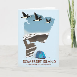 Cartão De Festividades Ilha Somerset, Canadá mapa estilo vintage