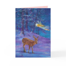 Illustrated Winter Fairy & Deer in Magical Woods