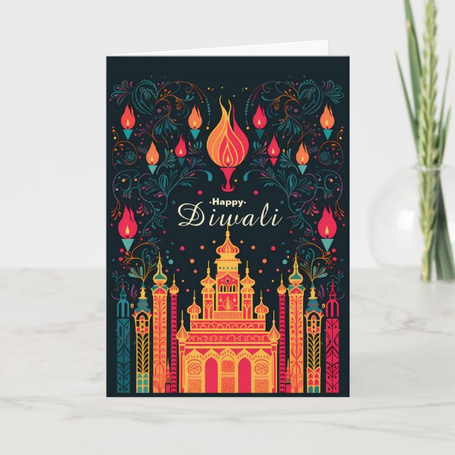 Cartão De Festividades Iluminação divina: Celebração de Diwali (Frente)